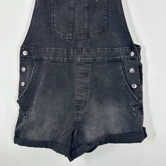 NoBo No Boundaries Black‎ Denim Shortalls Overalls Size XL Summer Casual Grunge - Picture 7 of 8